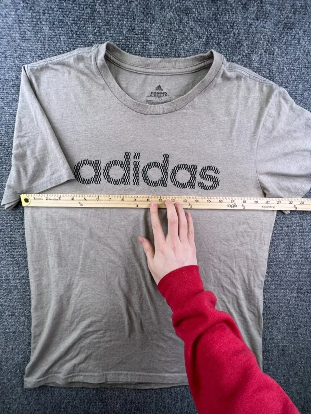 Adidas Shirt Adult Large Beige Logo Crew Neck Short Sleeve Mens Performance Tee
